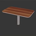 Sleek Modern Wooden Table With Pink Grain Top And White Pedestal Base For Home