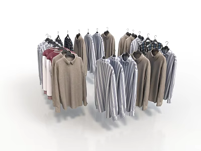 Different Colored Clothes On Hangers With Various Styles For Daily Use 3d model