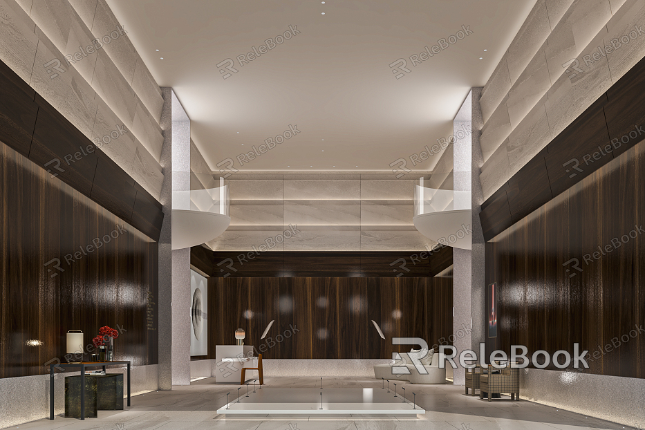 Modern Hall Hotel Lobby Hotel Lobby Hotel Reception Area Reception Cashier Reception Rest Area model