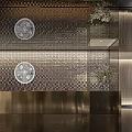 Modern Shop Reception Counter Interior Design With Metal Desk Decorative Plants And Ambient Lighting