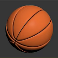 Orange Basketball with Black Lines on Dark Background and Reflective Surface