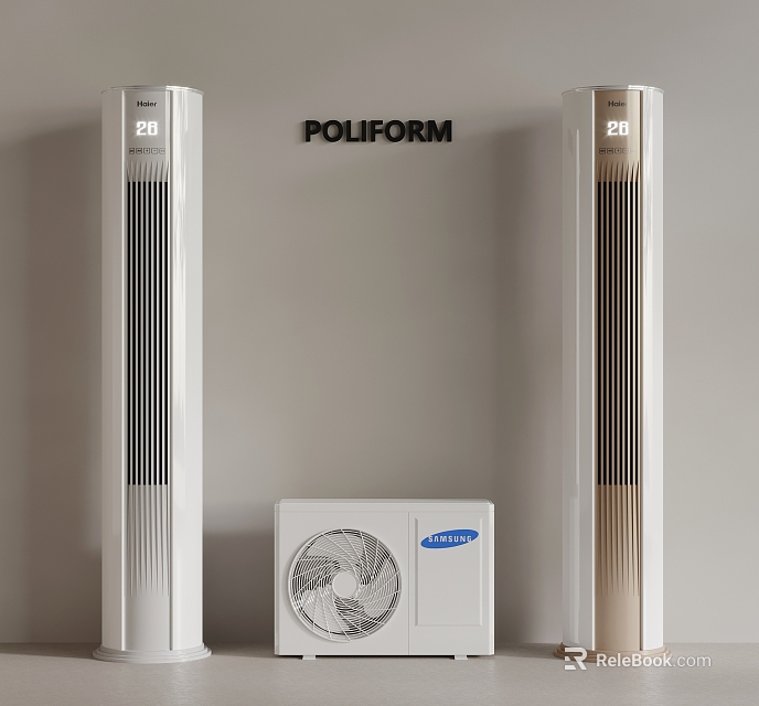 Modern Interior POLIFORM and Samsung Tower Air Conditioner Fan with Sleek Design 3d model 