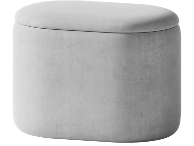 Stylish Modern Round Gray Velvet Sofa Stool For Living Room Decor 3d model
