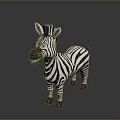 Cartoon Zebra With Black And White Stripes And Blue Eyes Standing On Shiny Surface