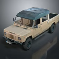 UAZ Beige Pickup Truck Exterior With Dark Roof And Off Road Features
