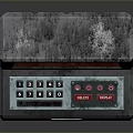 Vintage Sci Fi Control Panel With Green Screen Display Numeric Keypad Red Buttons And Gray Enclosure