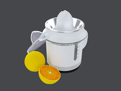 White Electric Citrus Juicer With Fresh Lemon And Orange For Home Kitchen Use 3d model