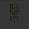Military Green Tank with Long Cannon Tracks Turret and Antenna Features