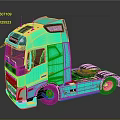 Turquoise Volvo Truck With Modern Sleek Cab And Reflective Tractor Unit