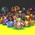 Colorful Poly Style Cartoon Characters Collection With Various Vibrant Designs And Funny Figures