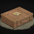 Vintage Brown Leather Suitcase With Old Book On Top Classic Retro Design