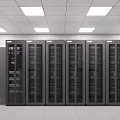 Data Center With Rows Of Server Racks White Ceiling And Bright Lighting 3d model