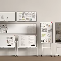 Whiteboards and Drawing Boards with Charts Sketches Notes and Stickers Arranged Against Wall