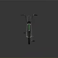 Green Bicycle With Black Seat Curved Metallic Frame And Wheels Design