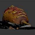 Crispy Corn Dog With Ketchup Mustard Topping On Wooden Stick Served On White Napkin