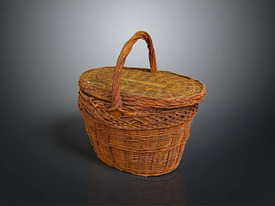 Handcrafted Woven Storage Basket With Lid And Handle For Home Organization 3d model