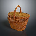 Handcrafted Woven Storage Basket With Lid And Handle For Home Organization
