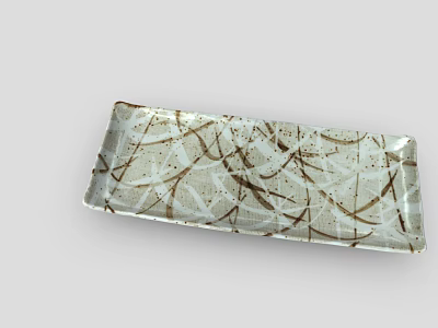 Elegant Decorative Rectangular Plate With White And Brown Line Surface Pattern 3d model