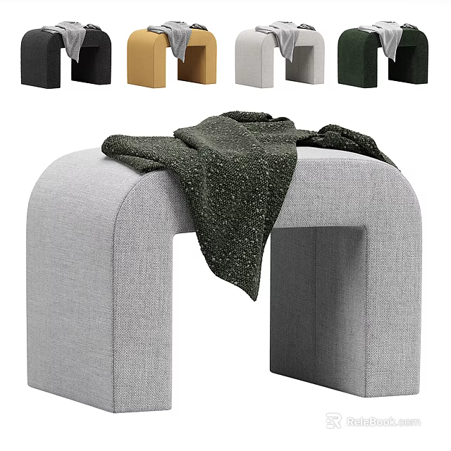 Modern Gray Sofa Bench Featuring Cozy Blanket And Multiple Color Options 3d model