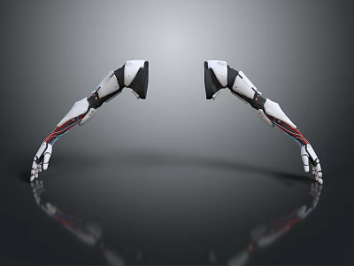 Advanced Robotic Arms Design With White Black Casing And Red Blue Cables 3d model