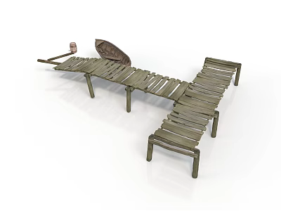 Wooden Outdoor Lounge Chair With Slatted Design And Supportive Frame For Relaxation 3d model