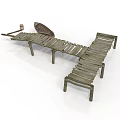 Wooden Outdoor Lounge Chair With Slatted Design And Supportive Frame For Relaxation
