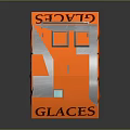 Orange Mobile Food Cart with Canopy Displaying GLACES PAVIES and Serving Trays on Wheels