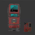 Modern Red Household Device With Digital Screen And Small Side Component 3d model
