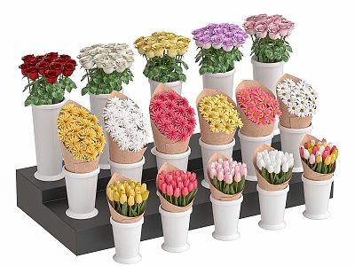 Modern Business Equipment Flower Fraction Rose Tulip 3d model