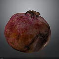 Fresh Ripe Pomegranate With Red Pink Skin And Crown On Dark Background