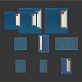 Modern Blue Storage Furniture Featuring Stacked And Separately Placed Boxes Of Various Sizes
