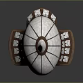 Ancient Spiked Silver Helmet With Green Face Guard And Brown Ear Flaps