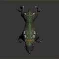 3D Dog Model With Gray Body Green White Spots Brown Collar And Pink Paws