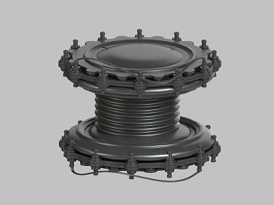 Heavy Duty Black Industrial Mechanical Component With Circular Flange And Bolted Structure 3d model