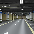 Spacious Underground Parking Lot With Exit Sign Pillars Lane Markings And Directional Arrows