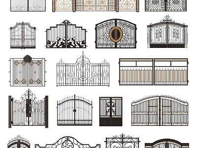 Various Ornate Iron Gate Designs With Decorative Scrollwork And Patterns 3d model