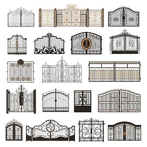 European-style gate outdoor villa garden wrought iron gate 3d model