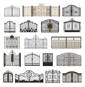 European-style gate outdoor villa garden wrought iron gate 3d model