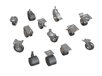 Various Industrial Casters With Different Wheel Designs For Furniture And Equipment Use 3d model