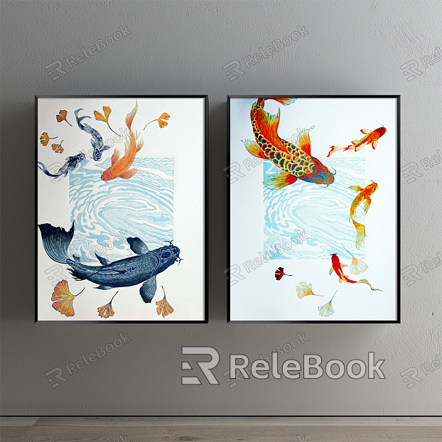 New Chinese Animal Painting Green Living Room Water Flowers, Birds, Fish and Insect Decorative Painting model