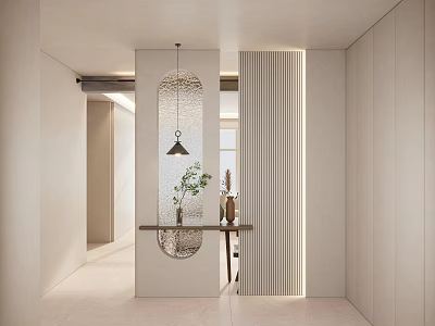 Nordic Porch Cream Carved Glass Partition Porch 3d model