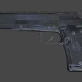 Black Tactical Pistol With Modern Design Textured Grip And Metal Components