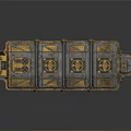 Ancient Decorative Transport Structure With Multiple Panels Golden Patterns And Metallic Borders