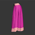 Bright Pink Flowy Skirt Featuring Pink Waistband And Flared Hem Design