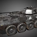Modern Wheeled Military Tank with Camouflage Paint Six Wheels Cannon and Top Equipment