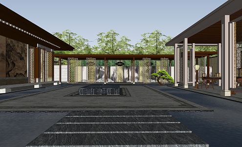 New Chinese Courtyard Garden 3d model