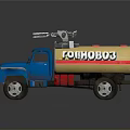 Cartoon KOMBATTAN Tank Truck With Blue Cab Yellow Tank And Silver Top Device