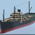 Detailed Cargo Ship 3D Model With Red Hull And Multiple Cranes Design 3d model