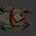 Mechanical Robot Character With Insect like Legs Red Green Armor And Antennas
