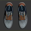 Blue Casual Shoes With Orange Laces Mesh Upper And White Sole Design